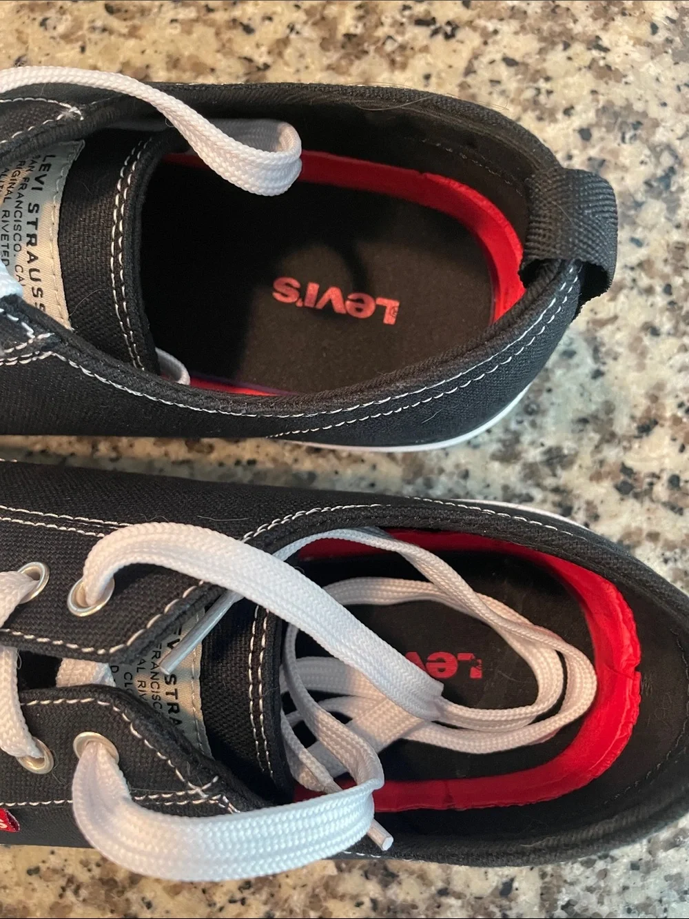Levi's Men's Black Canvas Low-Top Sneakers with White Laces